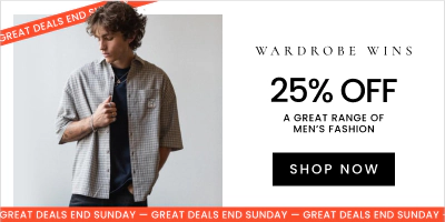 25% off a great range of mens fashion. Click here to shop now.